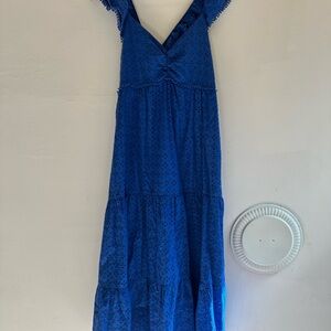 Sleeveless Eyelet Maxi Dress in Royal Blue